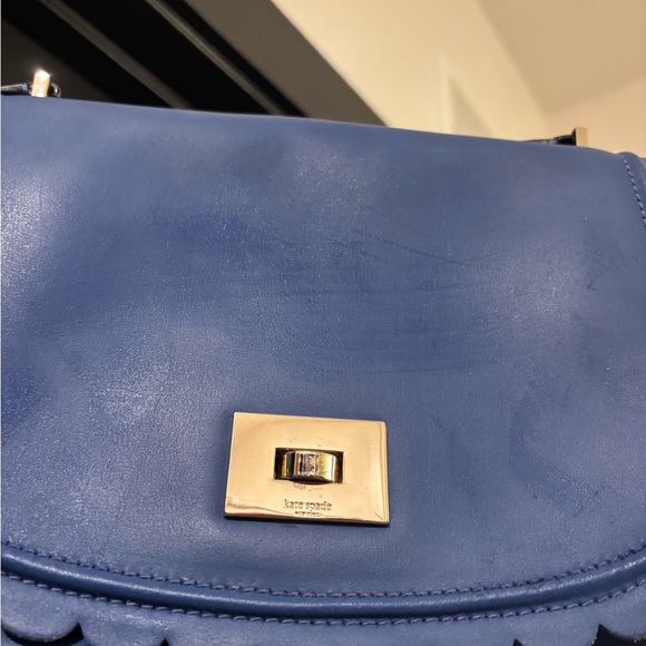 Kate Spade Maple Court Scallop Royal Blue Smooth Leather Shoulder Bag EUC - Picture 4 of 5